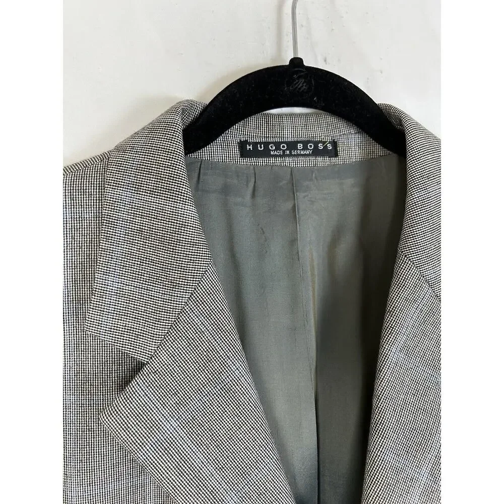 Hugo Boss Lanificio Tesse Biella Windowpane Plaid Gray Blazer Men's 42T‎ Wool